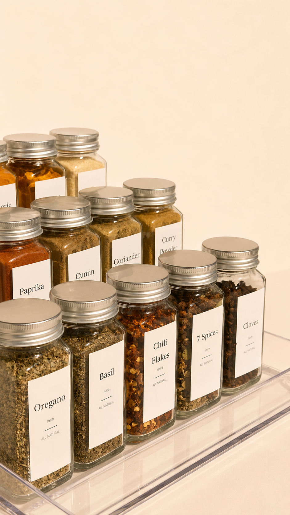 GLASS SPICE JARS