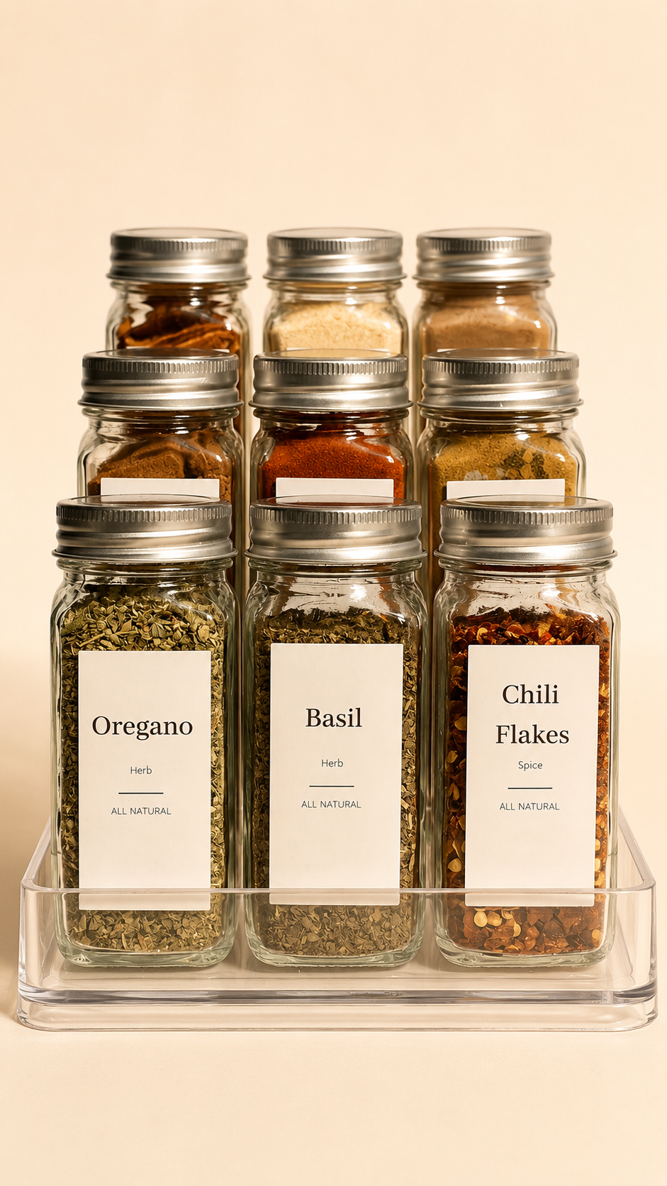 GLASS SPICE JARS